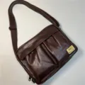 Borsa a Tracolla Uomo Retro in Vera Pelle PU Borsa Messaggero Casual Vintage Viaggio - Marrone scuro