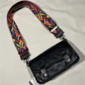 Borsa a tracolla vintage nera con tracolla tessuta colorata borsa casual uomo donna moda - Stile 6 Nero