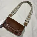 Borsa a tracolla vintage in pelle PU marrone con tracolla larga fantasia per uomo e donna - N. 40 Caffè