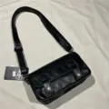 Black vintage PU leather crossbody bag for men and women, stylish retro shoulder bag with strap. - No.2 Belt Black