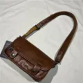Retro Brown PU Leather Crossbody Bag Casual Streetwear Small Shoulder Bag Variant - Tan