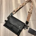 Borsello nero da uomo tracolla tessuta etnica piccola borsa a tracolla borsa casual da petto - Stile 63 / Nero