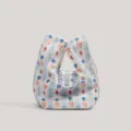 Pequeño bolso de lona, diseño de oso y flores, bolsa bento portátil para uso diario elegante. - Azul