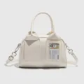 Sac à main bowling crème pour femme, élégant sac bandoulière en PU avec porte-carte. - Sac Blanc Cassé
