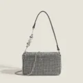 Sac à main bandoulière étincelant en strass pour femme pochette de soirée élégante chic - Perlage argenté / Argent