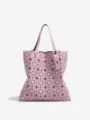 Stylish pink geometric lattice tote bag, minimalist fashion shoulder bag for women spring summer. - Pink