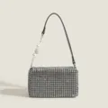 Sac a Main Strass avec Perle Bandouliere Soiree Elegant Sac Epaule Brillante Femme - Perles Blanches / Argent