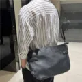 Borsa a tracolla uomo grande capacità pelle morbida vintage casual affari lavoro quotidiano - Nero
