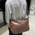 Uomo vintage marrone borsa a tracolla in pelle grande capacità casual business borsa - Marrone scuro