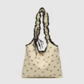 Sac à épaule en toile à pois doux avec nœud mignon et bretelles à volants pour tous les jours. - Sac Jaune