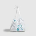 Sac cabas à pois style coréen mignon nœud cœur note de musique rétro sac d'épaule - Bleu