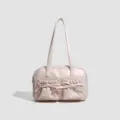 Sac bowling bandoulière élégant pour femme rose clair avec poignées et poches à nœud avant principal - Sac Rose