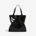 Sac cabas d'epaule geometrique noir, grande capacite style minimaliste de mode. - Noir