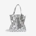 Sac cabas bandoulière argenté au motif géométrique, grand sac fourre-tout tendance. - Argent