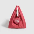 Rode opvouwbare shopping tote tas met hart opbergzak lichtgewicht waterafstotend - Hart Opvouwbaar / Rood