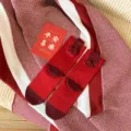 Red cotton mid-calf socks detail, flocked character design, festive style, comfortable wear. - Get Rich (Red)
