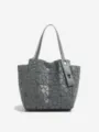 Sac cabas épaule géométrique gris pour femme, design élégant avec panneaux triangulaires mode. - Gris foncé