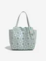 Sac cabas pliable géométrique vert clair élégant sac à épaule design triangulaire vue principale - Vert