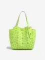 Sac cabas fourre-tout pour femme vert néon géométrique tendance, sac d'épaule chic. - Vert Fluorescent