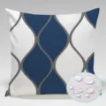 Blue and white geometric waterproof cushion cover detail, outdoor decorative pillow. - 90g Waterproof Polyester Fabric 45x45cm Single-Sided Print (Without Core) / Geometric Curves