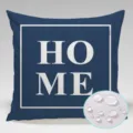 Outdoor waterproof pillow cover with blue geometric print and home text for home decor 45x45 - 90g Waterproof Polyester Fabric 45x45cm Single-Sided Print (Without Core) / Dark Blue HOME Letter