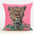 Fodera per cuscino decorativo leopardo tropicale rosa floreale federa per divano letto - Fodera per Cuscino in Pelle di Pesca Monolaterale Senza Anima 45x45cm / B20260908-1