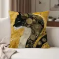Gustav Klimt art style cat pattern decorative throw pillow cover for living room sofa. - Single-Sided Peach Skin Pillow Cover Without Core 45x45cm / BZ202607241-3