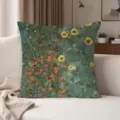 Klimt oil painting art linen throw pillow cover, vintage floral sofa cushion slipcover. - Single-Sided Peach Skin Pillow Cover Without Core 45x45cm / BZ202607241-4