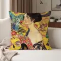 Gustav Klimt oil painting print linen throw pillow cover for modern home sofa decor. - BZ202607241-5