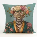 Federa per cuscino leopardo boho tropicale, copricuscino decorativo con fiori e animali per divano. - B20260908 -6