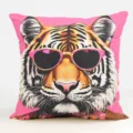 Fodera per cuscino con stampa tigre rosa decorativo simpatico animale quadrato. - B20260908 -7
