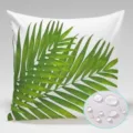 Outdoor waterproof throw pillow cover with green tropical palm leaf print for home decor. - 90g Waterproof Polyester Fabric 45x45cm Single-Sided Print (Without Core) / Palm Leaf Style