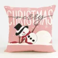 Christmas decorative pillow cover pink snowman cushion case winter holiday home sofa decor - B20260915-6