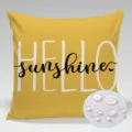 Waterproof yellow cushion cover featuring HELLO sunshine print for outdoor patio sofa. - 90g Waterproof Polyester Fabric 45x45cm Single-Sided Print (Without Core) / Style 1