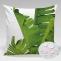 Close-up detail of waterproof outdoor pillow cover featuring vibrant tropical banana leaf print. - 90g Waterproof Polyester Fabric 45x45cm Single-Sided Print (Without Core) / Banana Leaf Style