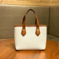 Femme fourre-tout sac à main blanc en cuir PU seau avec poignées marron sac élégant quotidien - Sac Blanc (Sans Pendentif)