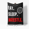 Custom black fleece blanket with eat sleep wrestle print, soft flannel throw blanket for all seasons. - 70x100 (230g/sqm Flannel) / M20260818-1