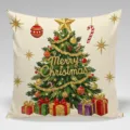 Christmas decorative throw pillow cover, cute cartoon tree design, soft polyester print. - Single-Sided Peach Skin Pillowcase; Inner Not Included; 45x45cm / B20260907-1