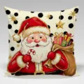 Christmas Santa Claus Pillow Cover Holiday Cartoon Sofa Cushion Decorative Polyester Case - Single-Sided Peach Skin Pillowcase; Inner Not Included; 45x45cm / B20260907-3