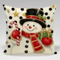 Christmas snowman throw pillow cover festive sofa decorative polyester cushion case - Single-Sided Peach Skin Pillowcase; Inner Not Included; 45x45cm / B20260907 -4