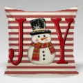 Christmas snowman decorative pillow cover, red and white striped holiday cushion case. - B20260907 -5