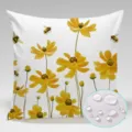 Detail view of waterproof outdoor throw pillow cover featuring vibrant yellow sunflower pattern. - 90g Waterproof Polyester Fabric 45x45cm Single-Sided Print (Without Core) / Style 3