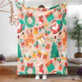 Coperta in flanella di Natale con stampa Babbo Natale e renna per letto caldo invernale - 80x120 (230g/m² flanella) / T378MT-2