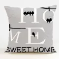 Grey throw pillow cover with HOME print, waterproof outdoor cushion for garden tent home decor. - 90g Waterproof Polyester Fabric 45x45cm Single-Sided Print (Without Core) / Color 1