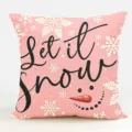 Fodera per cuscino natalizio rosa con pupazzo di neve e stampa per divano decorazione. - Fodera per Cuscino in Pelle di Pesca Monolaterale Senza Anima 45x45cm / B20260915-1