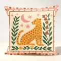 Fodera per cuscino in lino con stampa leopardo persiano retro, copricuscino divano boho. - Federa in Pelle di Pesca Monolaterale / Modello 1