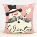 Bella federa per cuscino con pupazzo di neve invernale, copricuscino decorativo rosa divano. - Fodera per Cuscino in Pelle di Pesca Monolaterale Senza Anima 45x45cm / B20260915-3