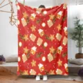 Coperta in pile natalizia rossa design casa di pan di zenzero accogliente morbida calda decorazione casa - T378MT-4
