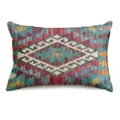 Bohemian style rectangular throw pillow cover featuring vibrant ethnic geometric pattern. - BZ202605061-9