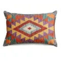 Close-up of bohemian throw pillow cover, vibrant geometric diamond pattern, colorful detail. - BZ20260506-15